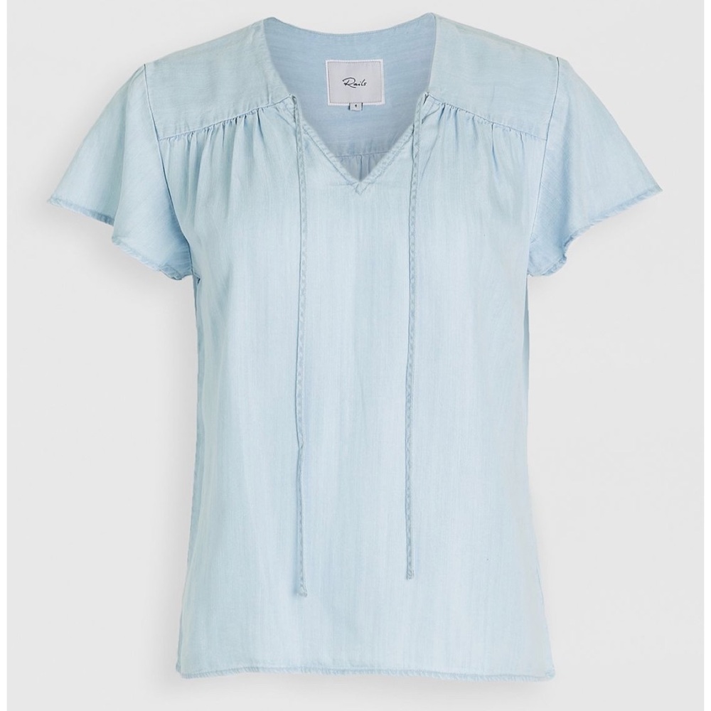 Rails Viera Short Flutter Sleeve Chambray Top large